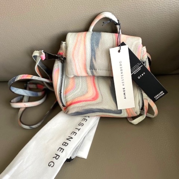 Aimee Kestenberg 'Bali' Mini backback in Sahara multicolour marbled leather - Picture 3 of 16